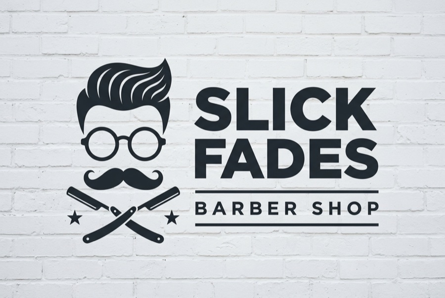 Slick Fades Barber Shop sign logo